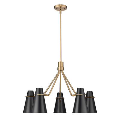 Golden Lighting Reeva 5-light Chandelier in Modern Brass and Matte Black shade - - Golden Lighting