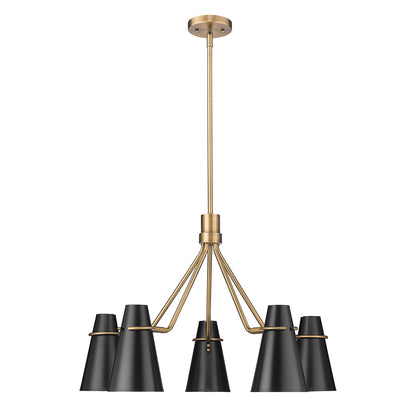 Golden Lighting Reeva 5-light Chandelier in Modern Brass and Matte Black shade - - Golden Lighting