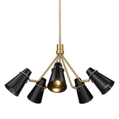 Golden Lighting Reeva 5-light Chandelier in Modern Brass and Matte Black shade - - Golden Lighting