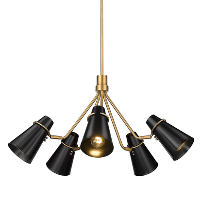 Golden Lighting Reeva 5-light Chandelier in Modern Brass and Matte Black shade - - Golden Lighting