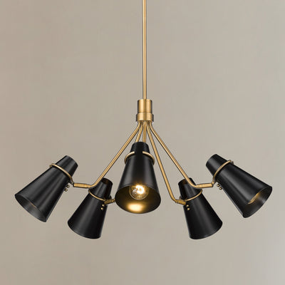Golden Lighting Reeva 5-light Chandelier in Modern Brass and Matte Black shade - - Golden Lighting