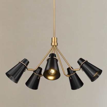 Golden Lighting Reeva 5-light Chandelier in Modern Brass and Matte Black shade - - Golden Lighting