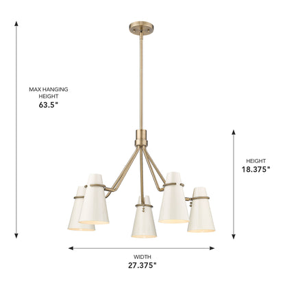 Golden Lighting Reeva 5-light Chandelier in Modern Brass and Glossy Ecru shade - - Golden Lighting