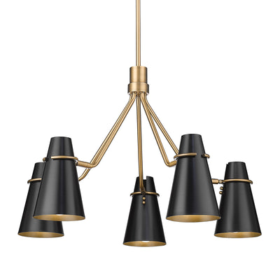 Golden Lighting Reeva 5-light Chandelier in Modern Brass and Matte Black shade - - Golden Lighting