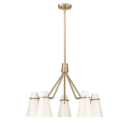 Reeva 5 Light Chandelier in Modern Brass with Glossy Ecru Shade - Modern Brass / Glossy Ecru / Beige - Golden Lighting