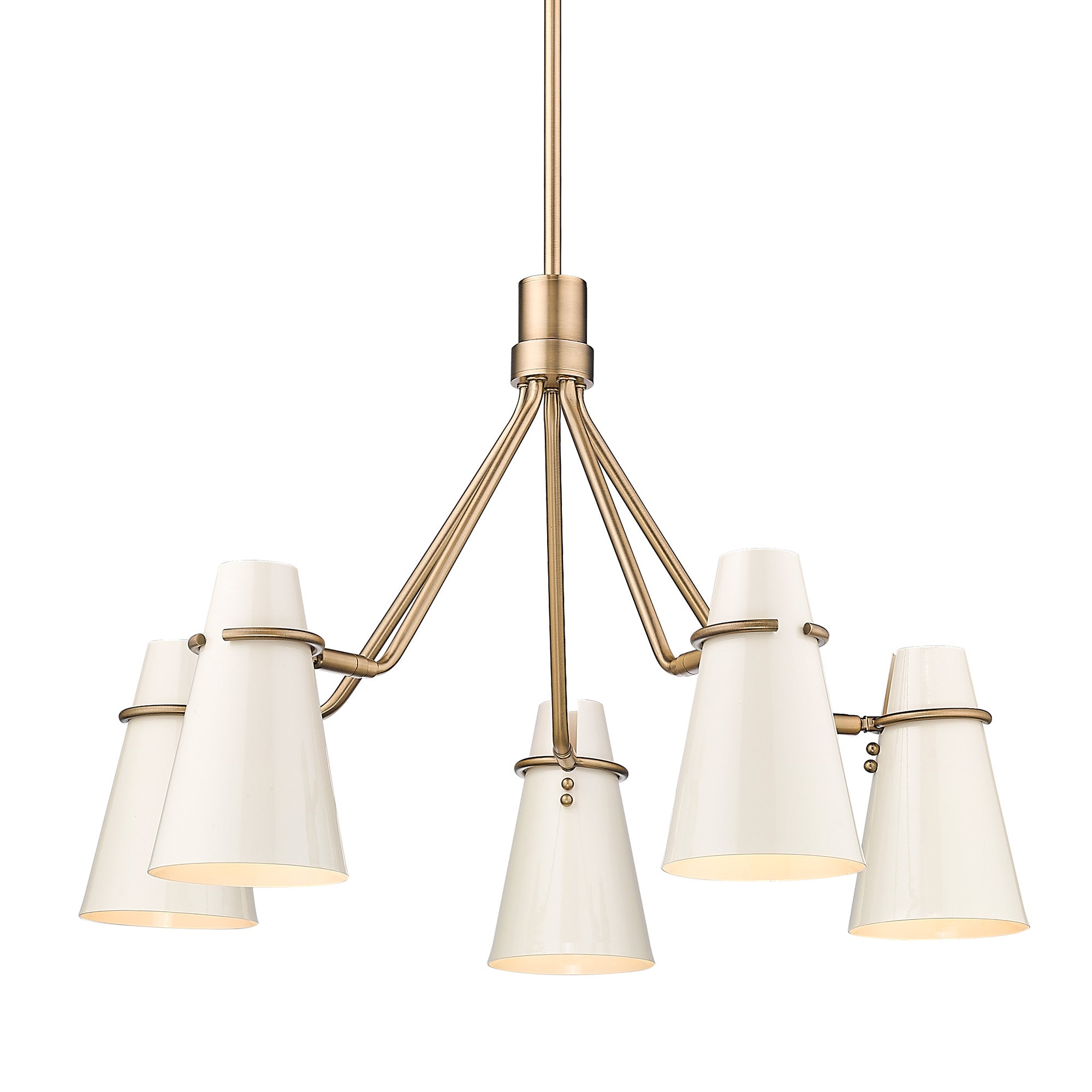 Golden Lighting Reeva 5-light Chandelier in Modern Brass and Glossy Ecru shade