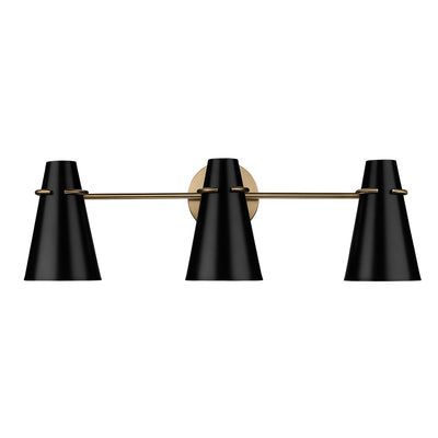 Golden Lighting Reeva 3-light Vanity in Modern Brass and Matte Black shade - - Golden Lighting