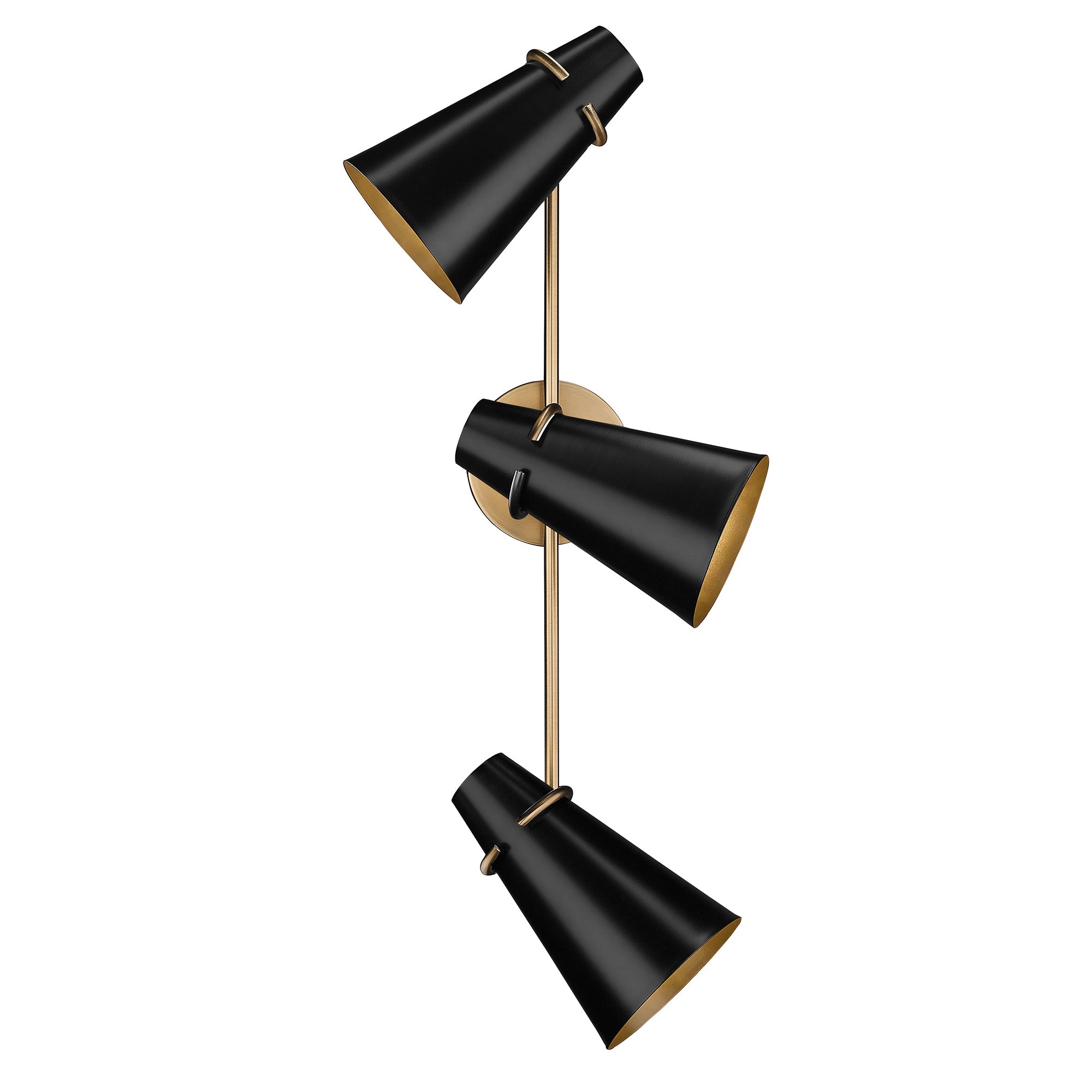 Golden Lighting Reeva 3-light Vanity in Modern Brass and Matte Black shade - - Golden Lighting