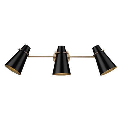 Golden Lighting Reeva 3-light Vanity in Modern Brass and Matte Black shade - - Golden Lighting