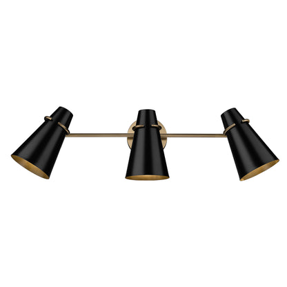 Golden Lighting Reeva 3-light Vanity in Modern Brass and Matte Black shade - - Golden Lighting