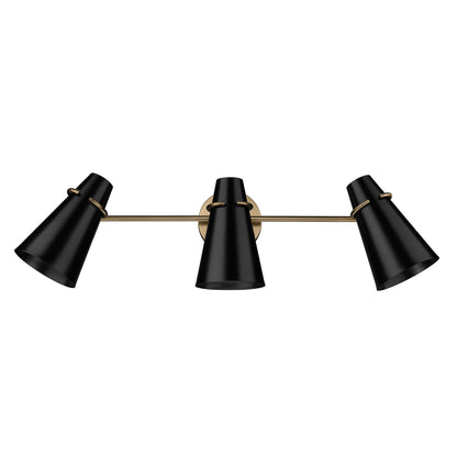 Golden Lighting Reeva 3-light Vanity in Modern Brass and Matte Black shade - - Golden Lighting