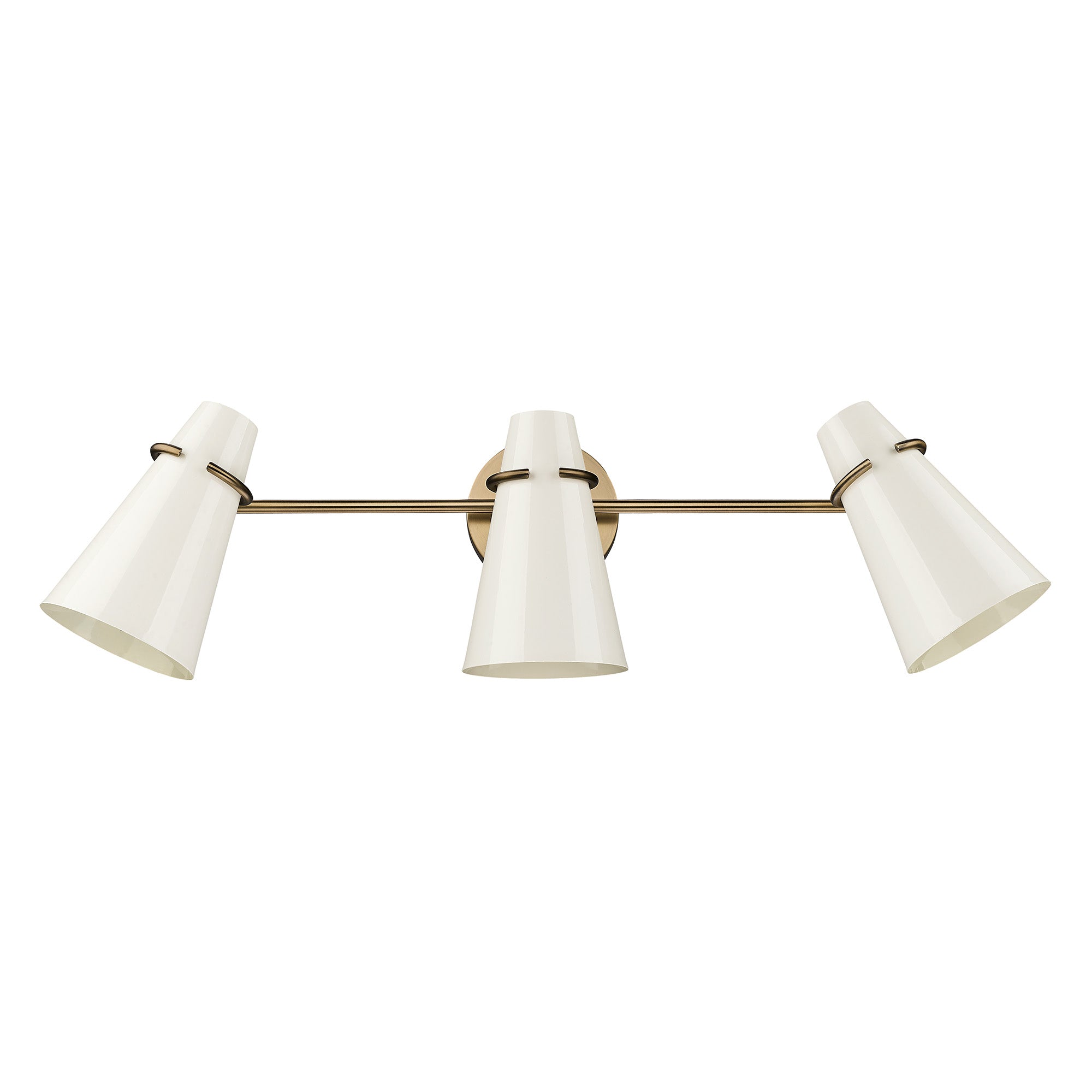 Reeva 3 Light Bath Vanity in Modern Brass with Glossy Ecru Shade - - Golden Lighting