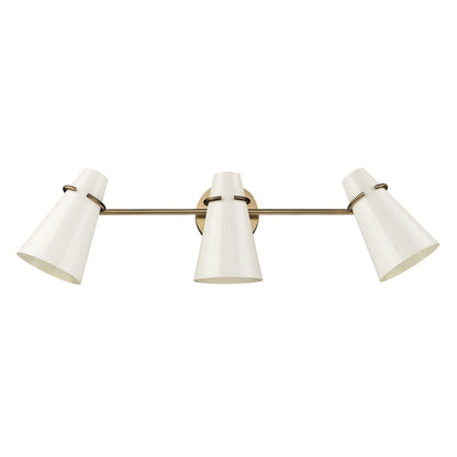 Reeva 3 Light Bath Vanity in Modern Brass with Glossy Ecru Shade - - Golden Lighting