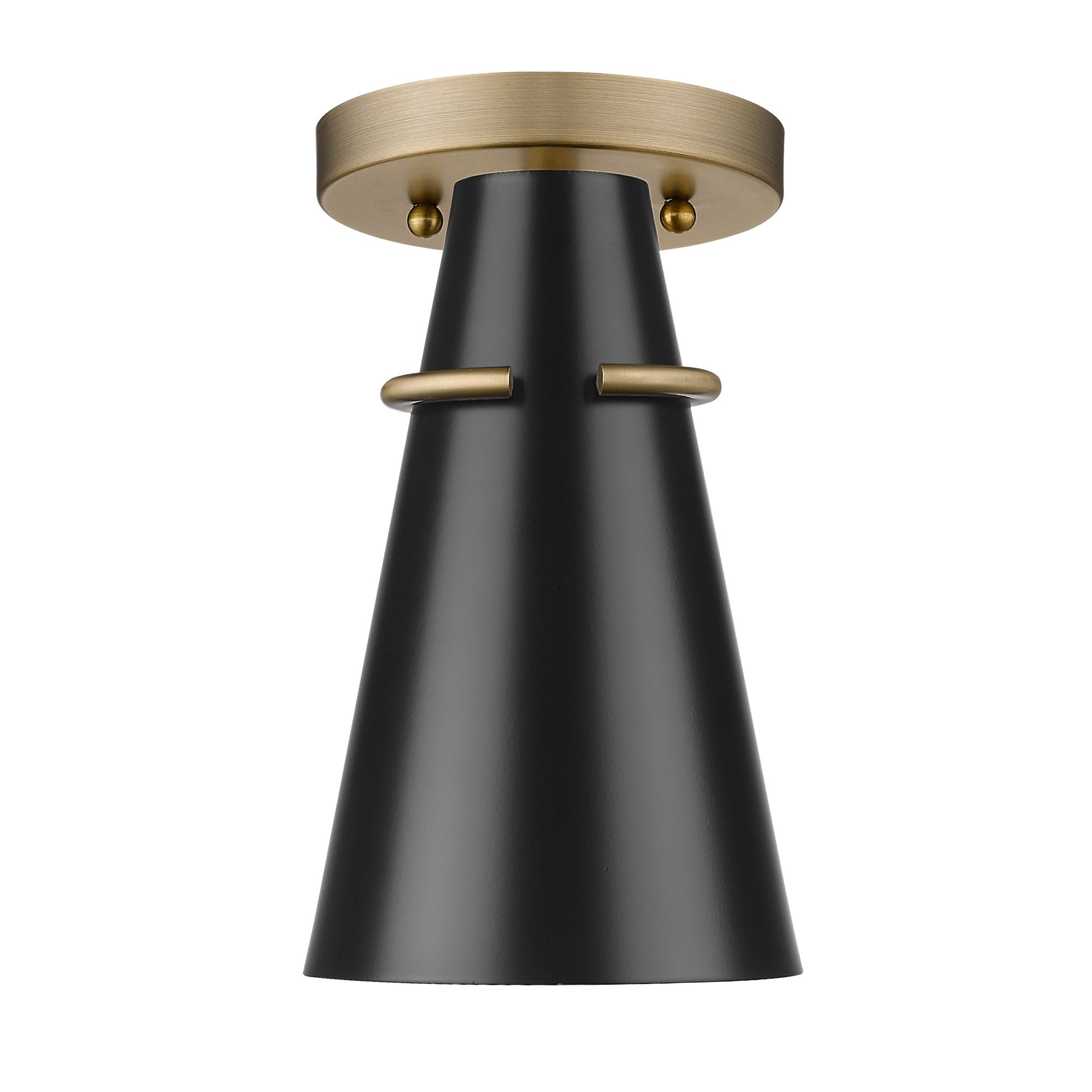 Golden Lighting Reeva 1-light Semi-Flush Mount in Modern Brass and Matte Black shade - - Golden Lighting