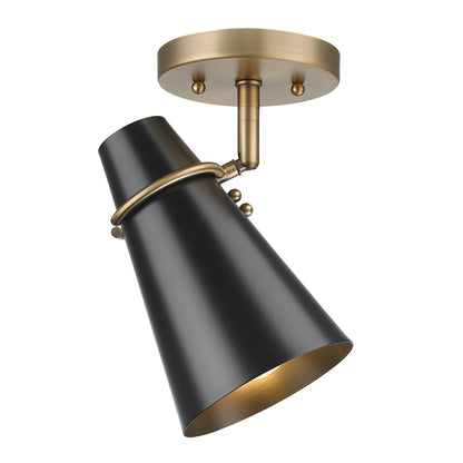 Golden Lighting Reeva 1-light Semi-Flush Mount in Modern Brass and Matte Black shade - - Golden Lighting