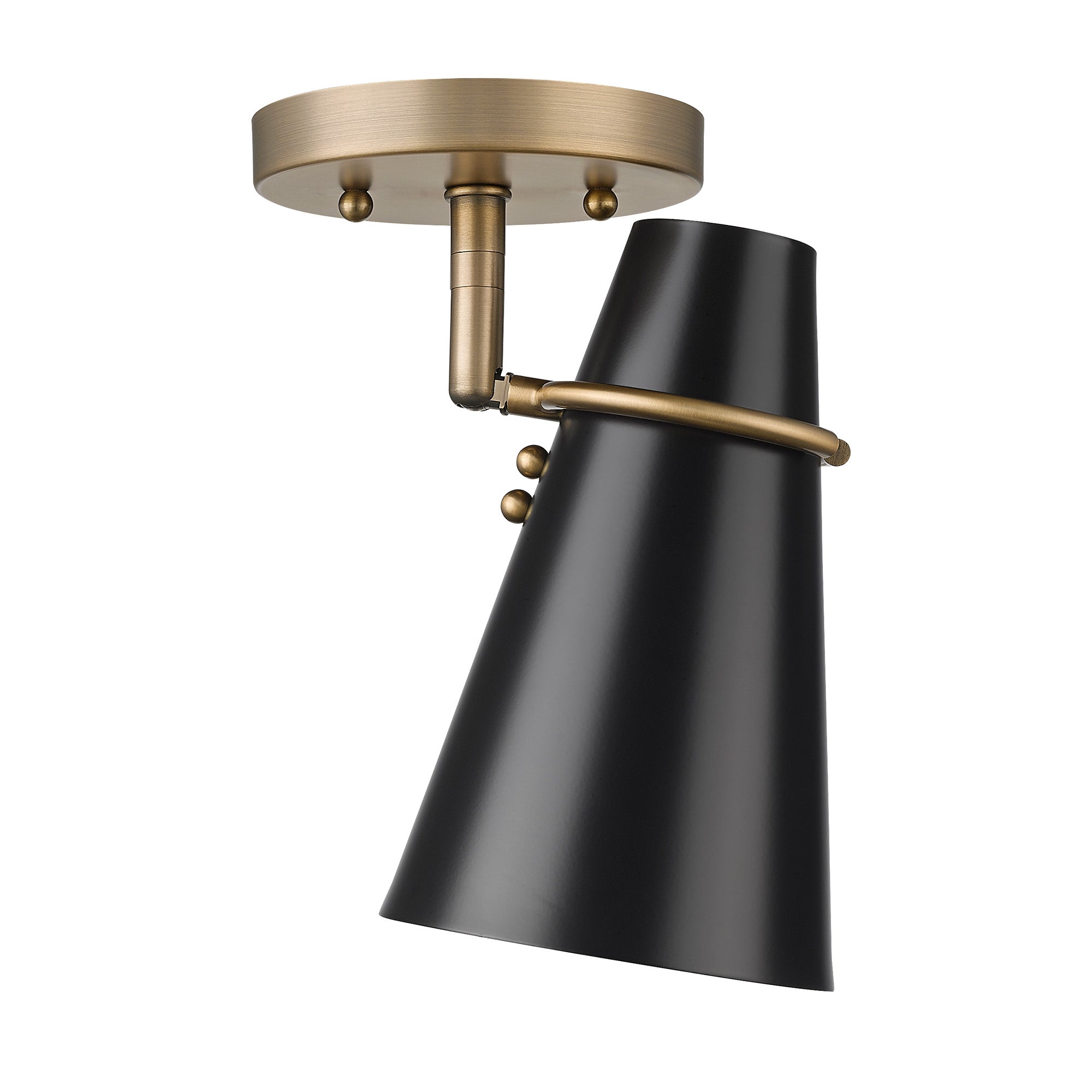 Golden Lighting Reeva 1-light Semi-Flush Mount in Modern Brass and Matte Black shade - - Golden Lighting