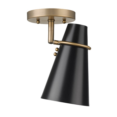 Golden Lighting Reeva 1-light Semi-Flush Mount in Modern Brass and Matte Black shade - - Golden Lighting