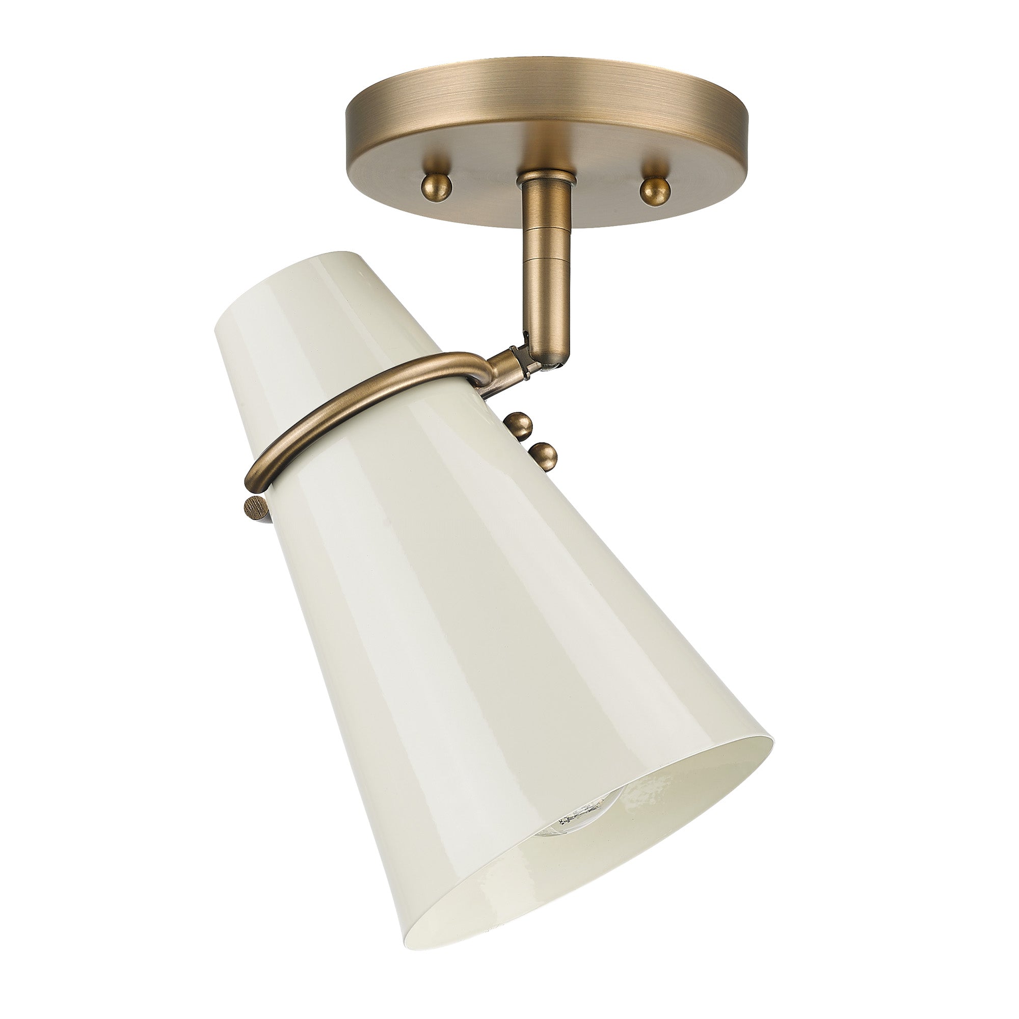 Golden Lighting Reeva 1-light Semi-Flush Mount in Modern Brass and Glossy Ecru shade - - Golden Lighting