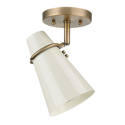 Golden Lighting Reeva 1-light Semi-Flush Mount in Modern Brass and Glossy Ecru shade - - Golden Lighting