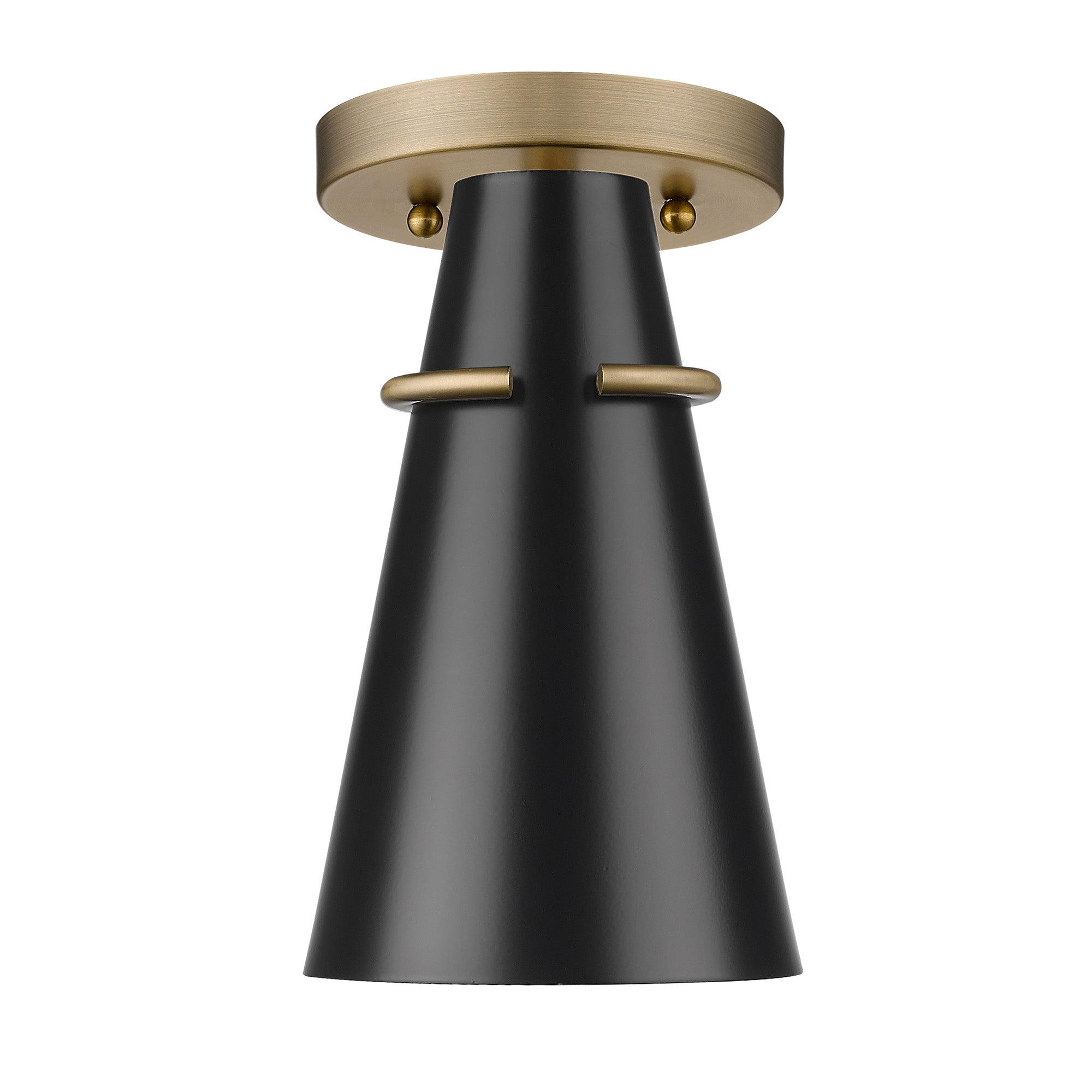 Reeva Semi-Flush in Modern Brass with Matte Black Shade - Modern Brass / Matte Black / Black - Golden Lighting