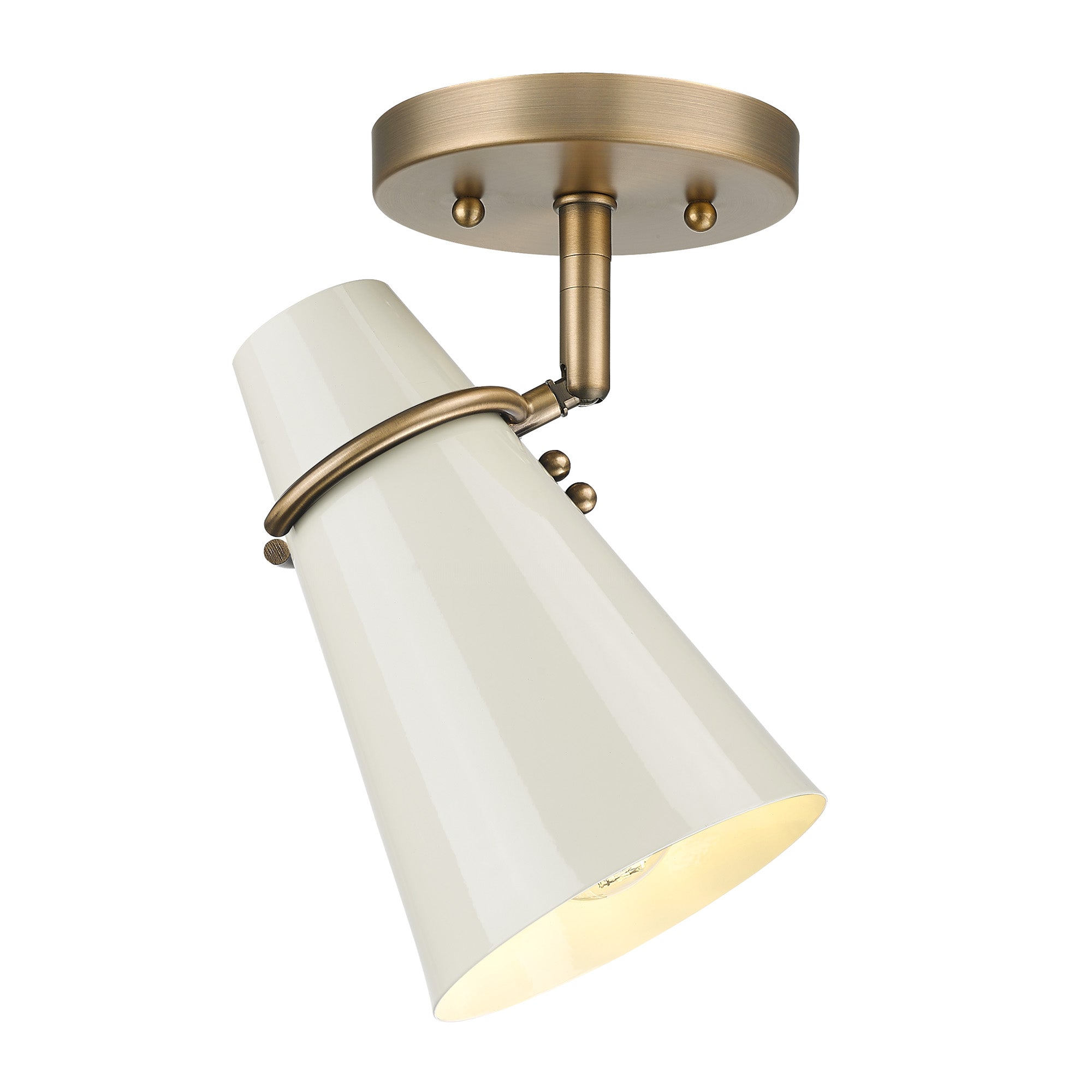 Golden Lighting Reeva 1-light Semi-Flush Mount in Modern Brass and Glossy Ecru shade