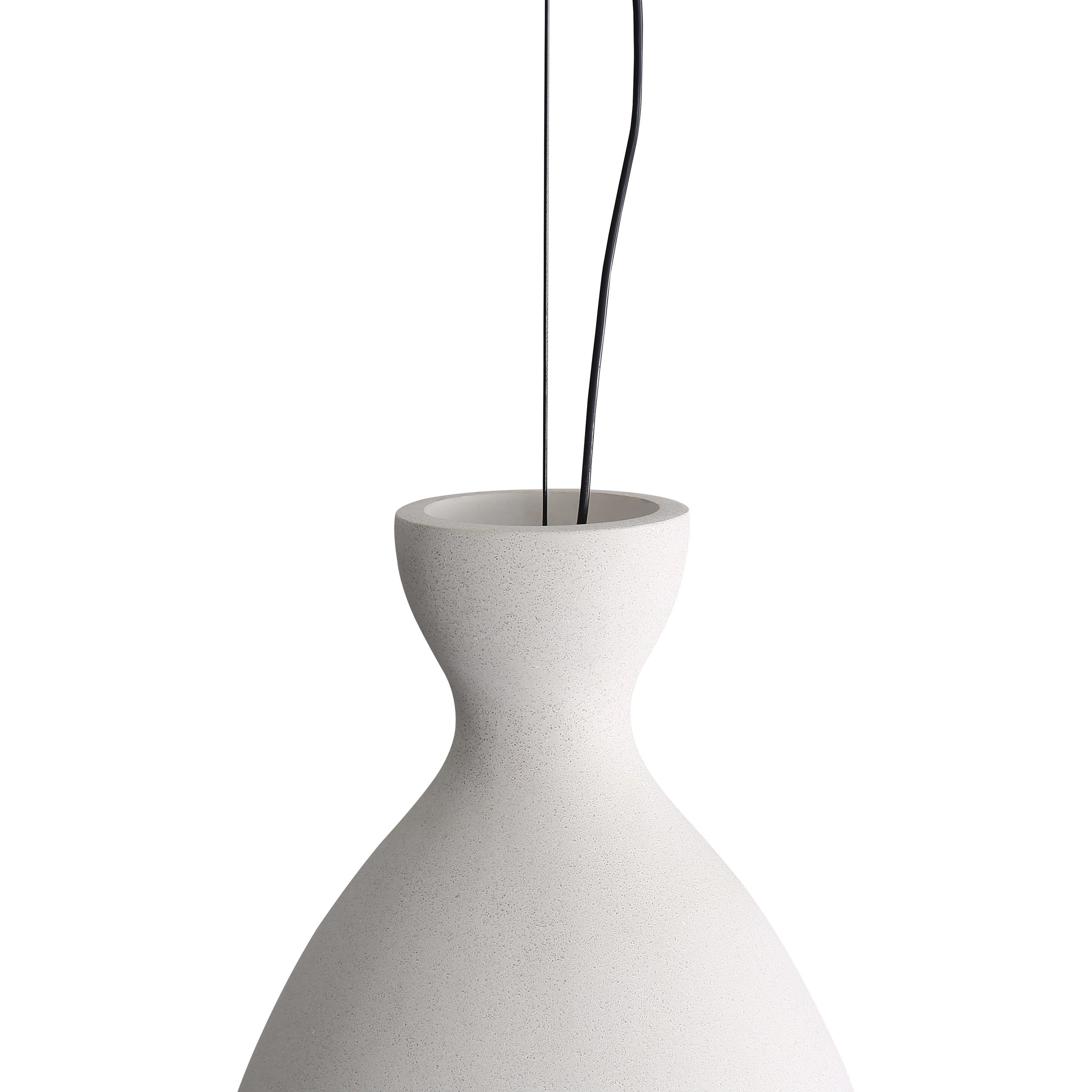 Golden Lighting Aethera 10in Integrated LED Pendant in White Sandstone Cement - - Golden Lighting
