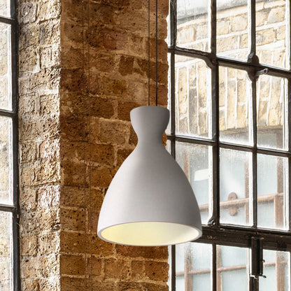 Golden Lighting Aethera 10in Integrated LED Pendant in White Sandstone Cement - - Golden Lighting