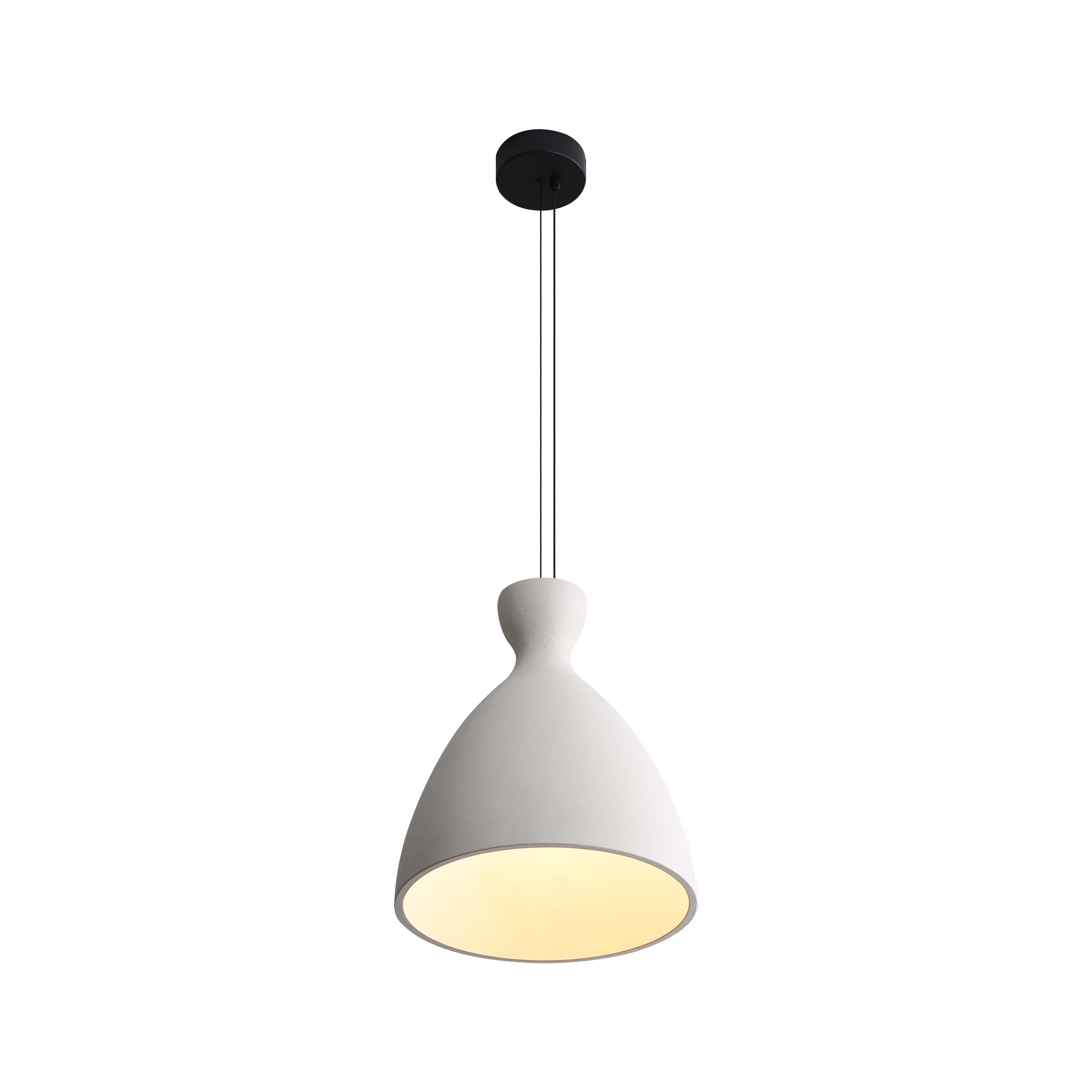 Golden Lighting Aethera 14in Integrated LED Pendant in White Sandstone Cement - - Golden Lighting