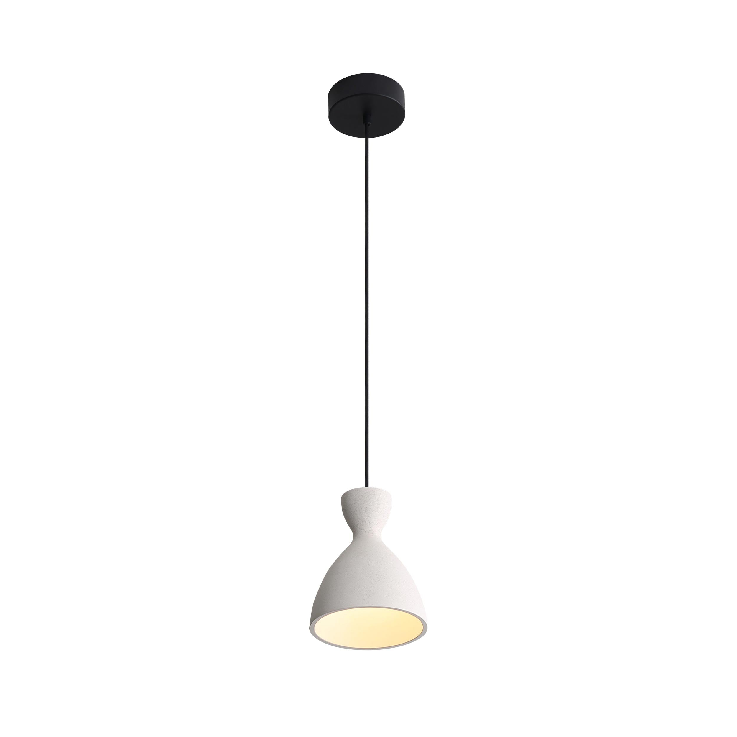 Golden Lighting Aethera 7in Integrated LED Pendant in White Sandstone Cement - - Golden Lighting