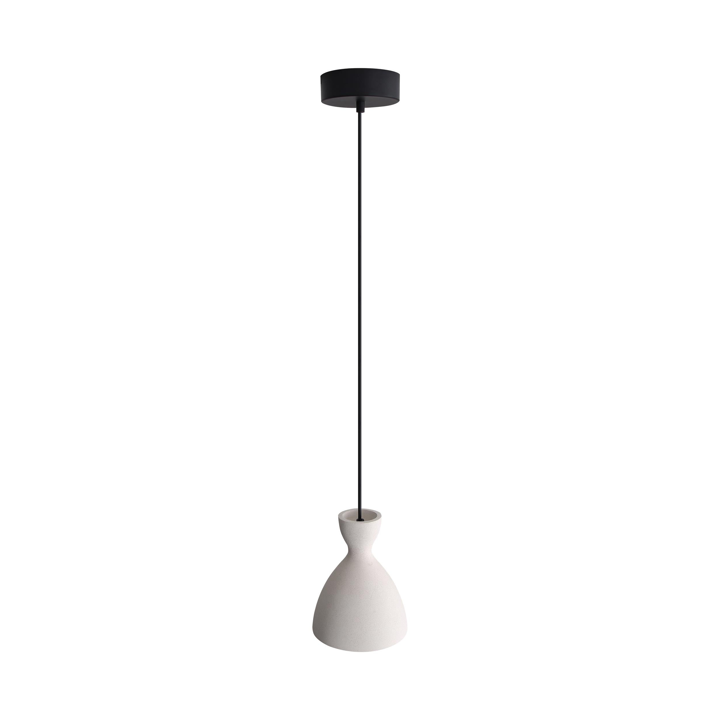 Golden Lighting Aethera 7in Integrated LED Pendant in White Sandstone Cement - - Golden Lighting