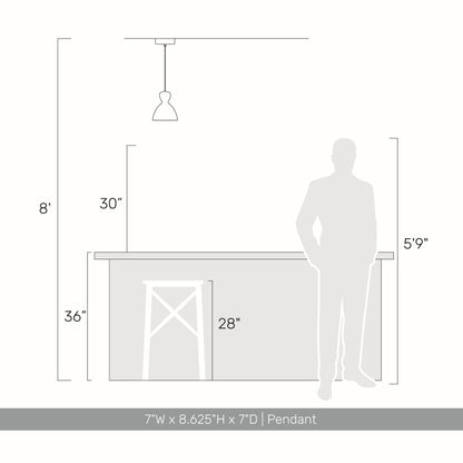 Golden Lighting Aethera 7in Integrated LED Pendant in Grey Cement - - Golden Lighting