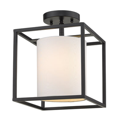 Golden Lighting Manhattan 1-light Semi-Flush Mount in Matte Black - - Golden Lighting