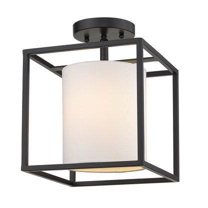 Golden Lighting Manhattan 1-light Semi-Flush Mount in Matte Black - - Golden Lighting