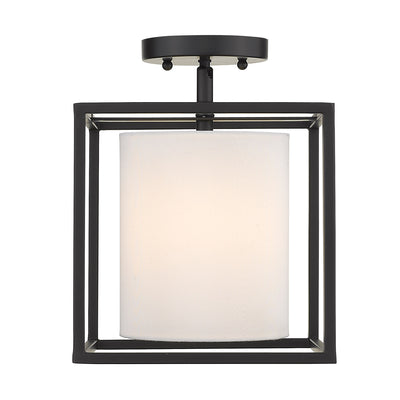 Golden Lighting Manhattan 1-light Semi-Flush Mount in Matte Black - - Golden Lighting