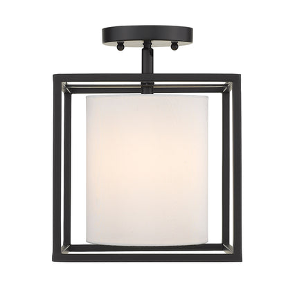 Golden Lighting Manhattan 1-light Semi-Flush Mount in Matte Black - - Golden Lighting