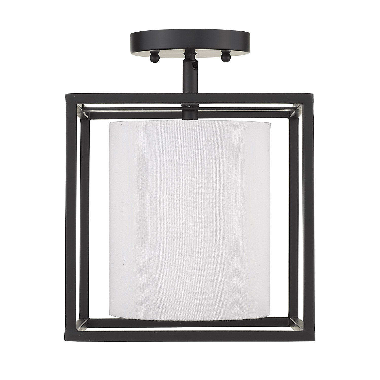 Golden Lighting Manhattan 1-light Semi-Flush Mount in Matte Black - - Golden Lighting