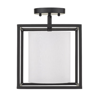 Golden Lighting Manhattan 1-light Semi-Flush Mount in Matte Black - - Golden Lighting