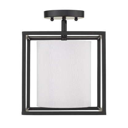 Golden Lighting Manhattan 1-light Semi-Flush Mount in Matte Black - - Golden Lighting