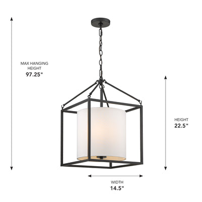 Golden Lighting Manhattan 3-light Pendant in Matte Black - - Golden Lighting