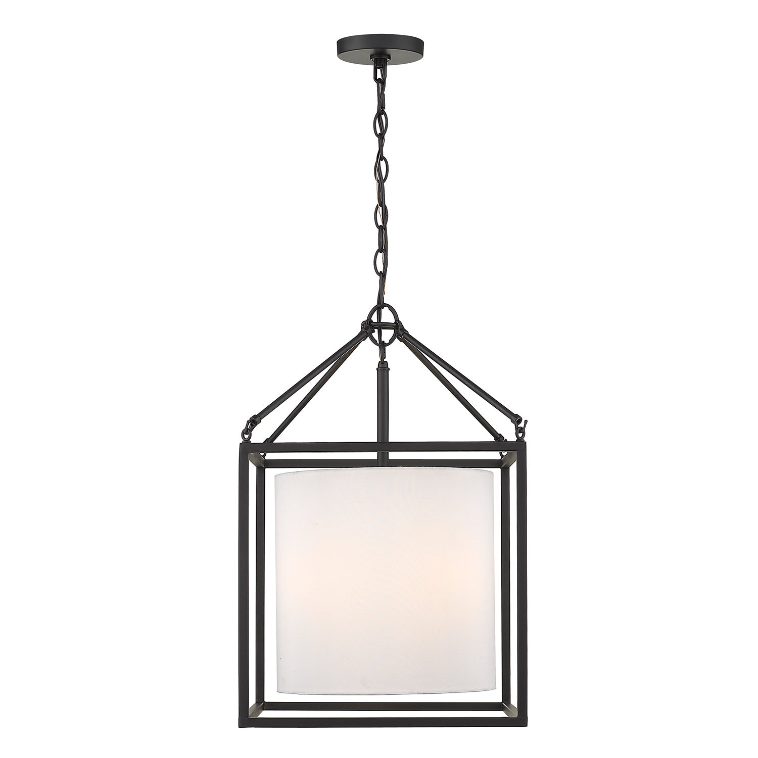 Manhattan 3 Light Pendant in Matte Black - Matte Black / Modern White / White - Golden Lighting