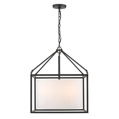 Manhattan 5 Light Chandelier in Matte Black - Matte Black / Modern White / White - Golden Lighting