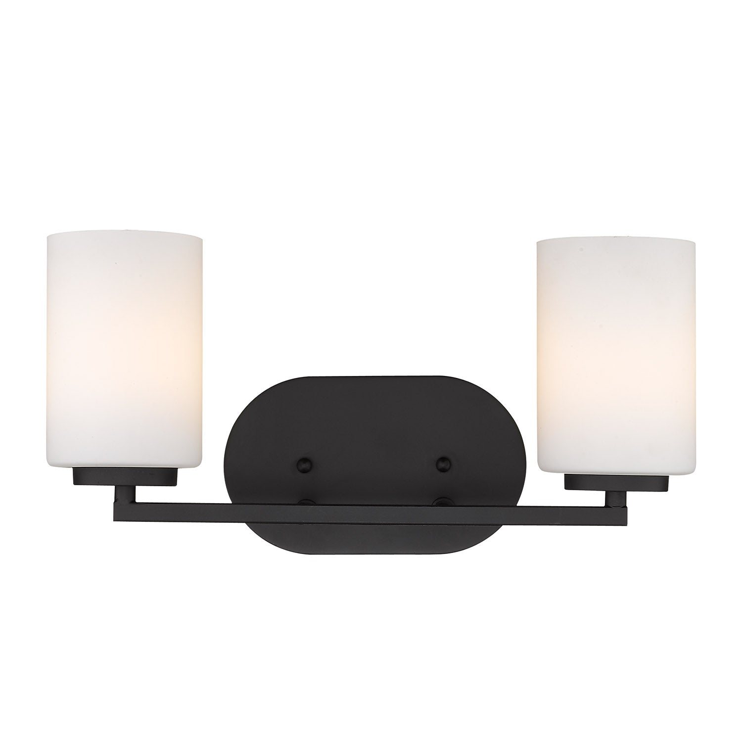 Manhattan 2 Light Bath Vanity in Matte Black - Matte Black / Opal / White - Golden Lighting