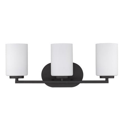 Golden Lighting Manhattan 3-light Vanity in Matte Black - - Golden Lighting