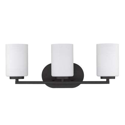 Golden Lighting Manhattan 3-light Vanity in Matte Black - - Golden Lighting
