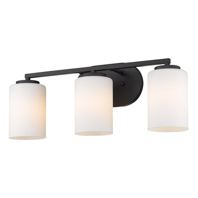 Golden Lighting Manhattan 3-light Vanity in Matte Black - - Golden Lighting