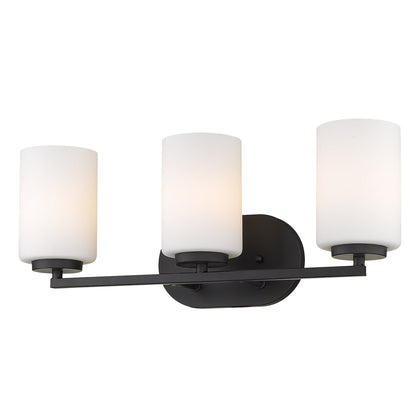 Manhattan 3 Light Bath Vanity in Matte Black - - Golden Lighting