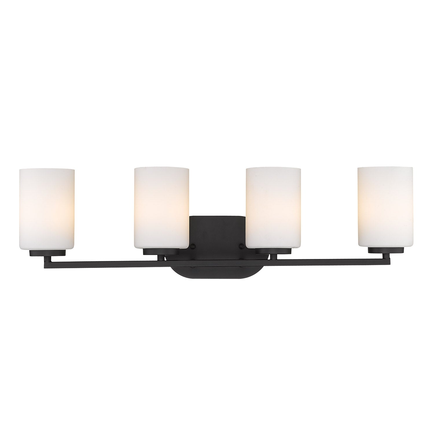 Manhattan 4 Light Bath Vanity in Matte Black - Matte Black / Opal / White - Golden Lighting