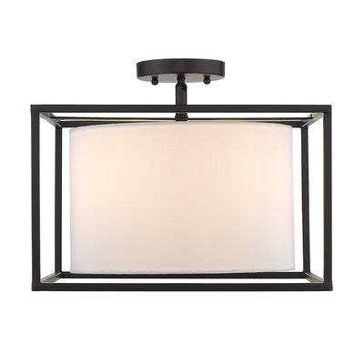 Golden Lighting Manhattan 3-light Semi-Flush Mount in Matte Black - - Golden Lighting