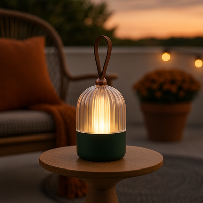 Lunari Integrated LED Table Lamp in Matte Green - - Golden Lighting