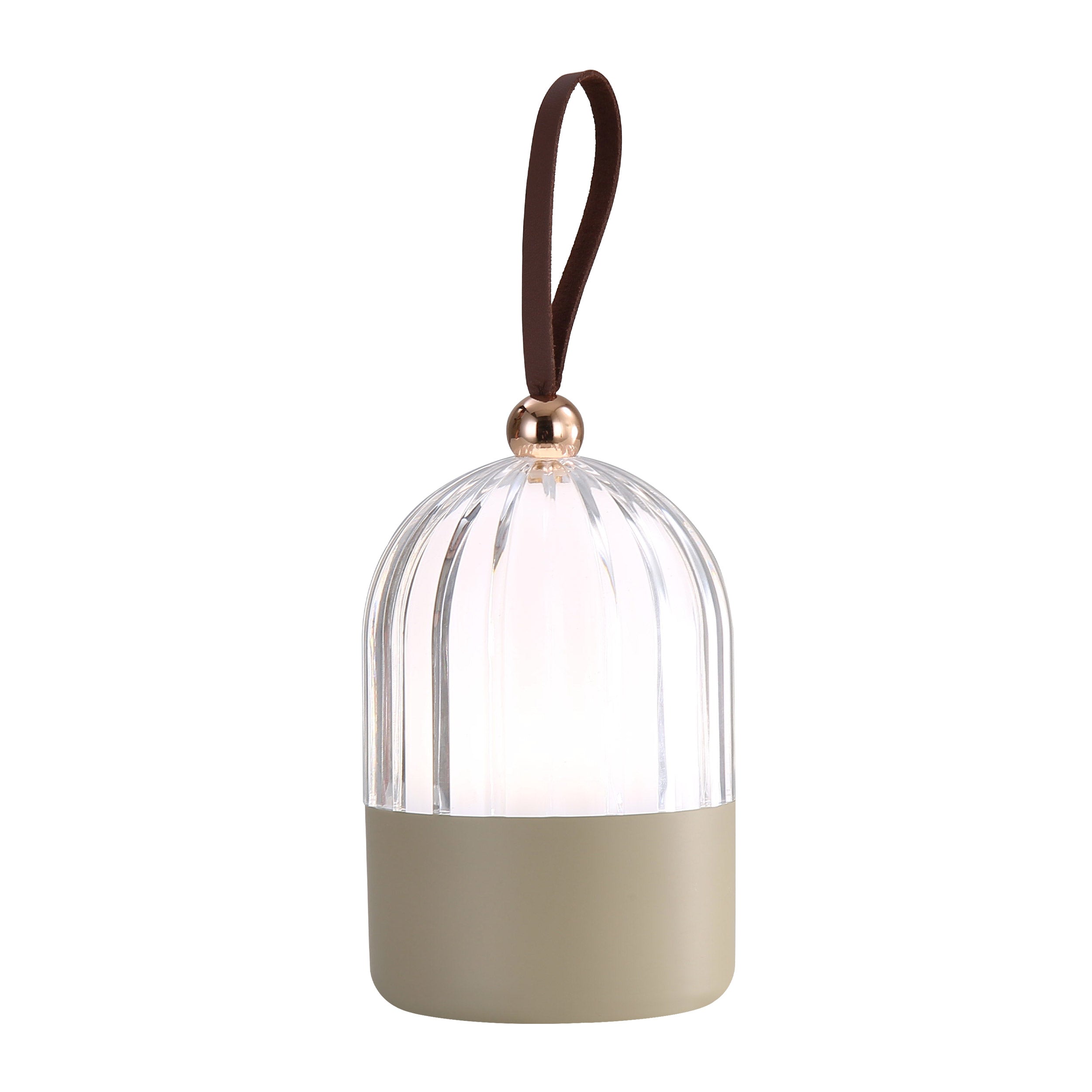 Lunari 4" LED Rechargeable Lantern in Matte White with Clear Acrylic - - Golden Lighting
